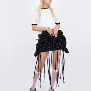 Elegant Black Ruched Mini Skirt